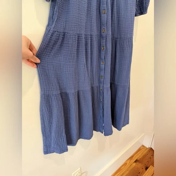 Marine Layer Willow Double Cloth Midi Dress in Periwinkle, M - Picture 7 of 13